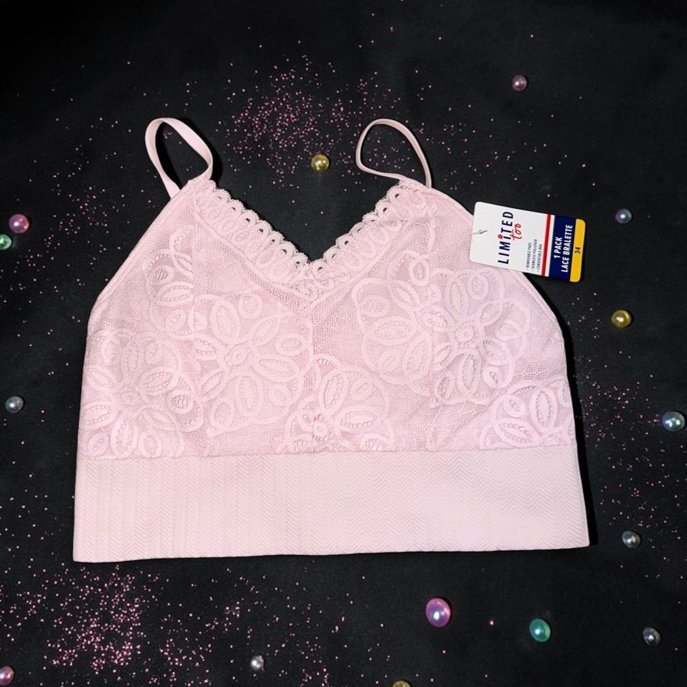 Limited Too - Girls Pink Lace Bralette/Convertible Bra  - Size 34 XL 16/18